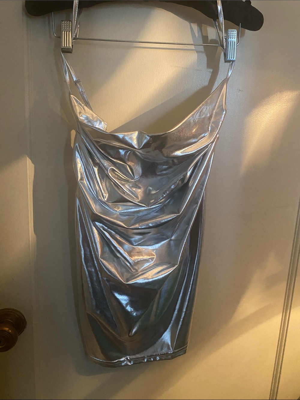 SHEIN Silver Metallic Cowl Neck Camisole